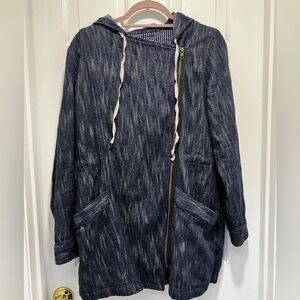 Cabi M adventure anorak blue knot mid length jacket with hood